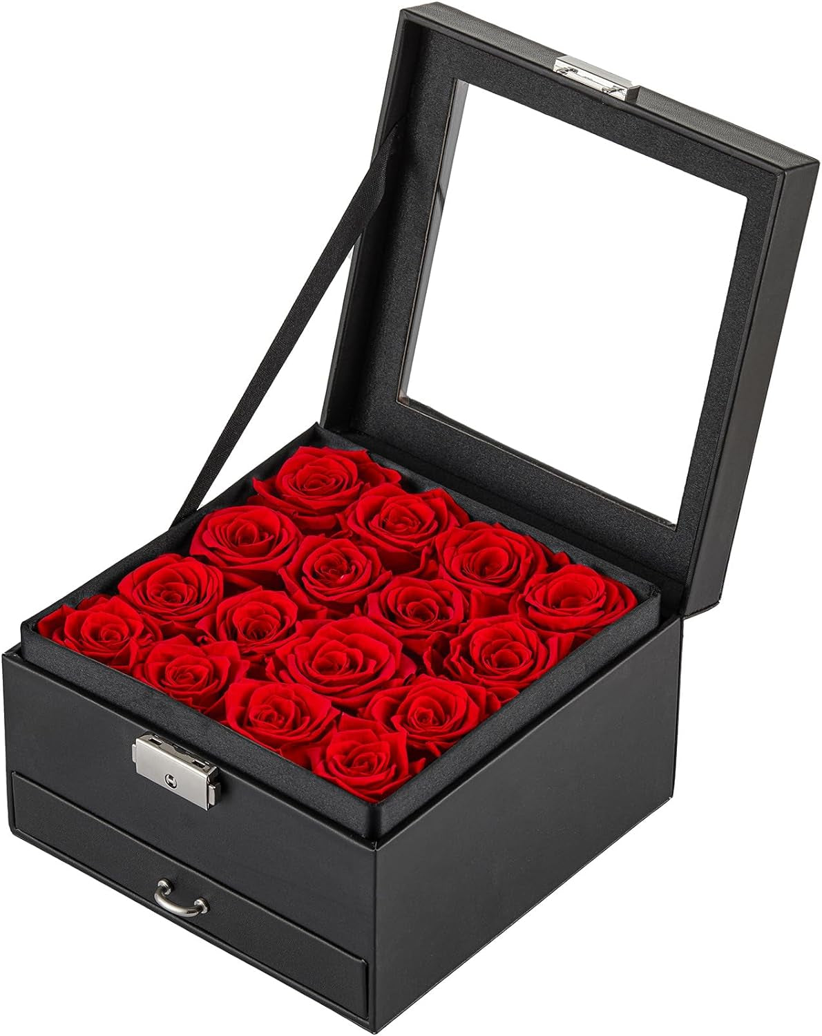 16-Piece Forever Flowers for Delivery Prime for Mom Wife Grandma Preserved Roses That Last a Year Valentines Day Mothers Day Anniversary Birthday (Red)